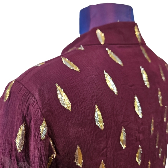 Lilly Pulitzer Shea Silk Dress Cabernet Berry Metallic Embroidered, Size 10 - Picture 5 of 10